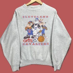 Vtg Cleveland Cavaliers Looney Tunes Basketball Sweatshirt NBA Shirt tee